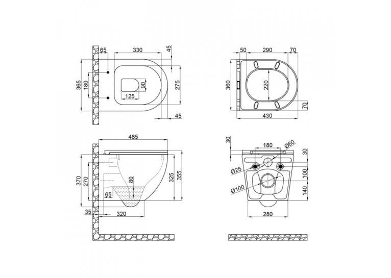 Унитаз подвесной Qtap Robin безободковый с сиденьем Soft-close QT1333046ERMB