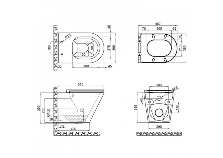 Унитаз подвесной Qtap Scorpio безободковый с сиденьем Soft-close QT1433053ERW