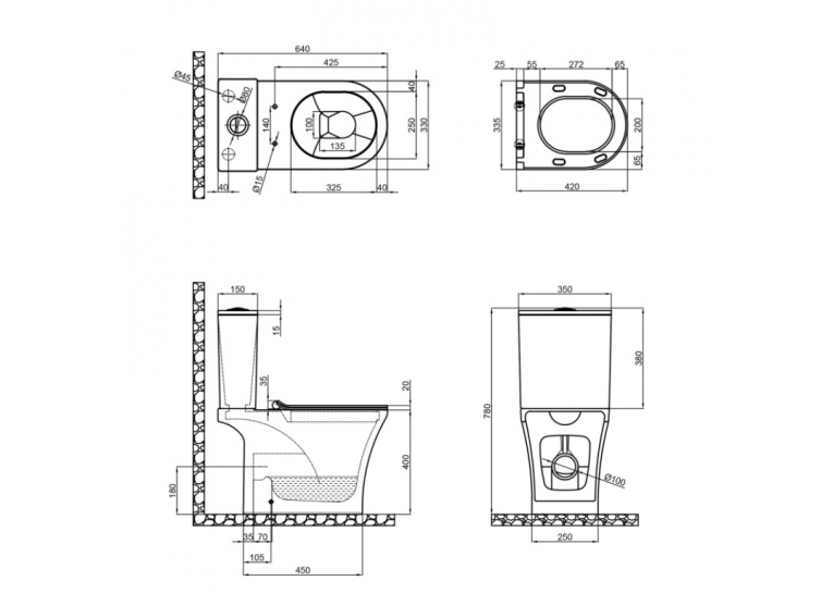  Унітаз-компакт Qtap Presto безободковий з сидінням Soft-close QT24221217AW