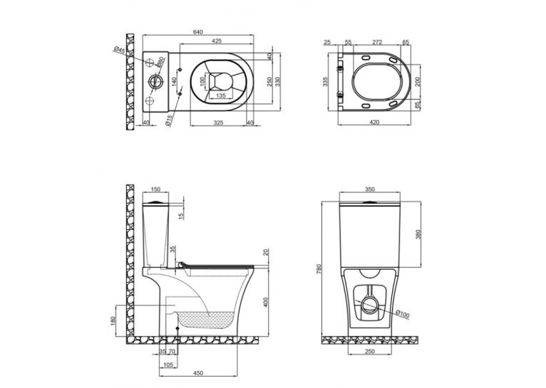  Унітаз-компакт Qtap Presto безободковий з сидінням Soft-close QT24221217AW