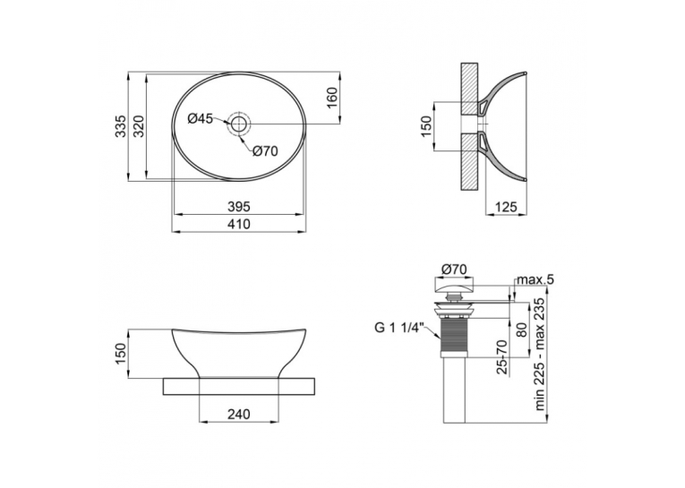 Раковина Qtap Dove 41x33,5x14,5 Matt black QT063078MBMB