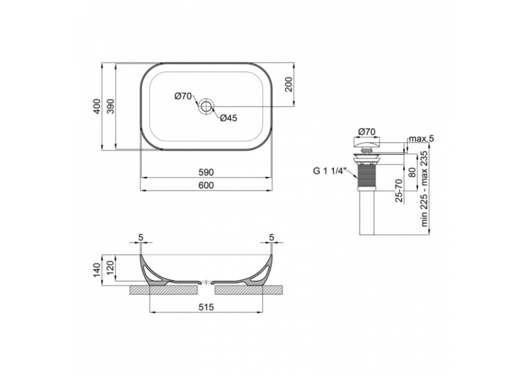  Раковина Qtap Robin 61x40x14,5 Matt black QT132143PMBMB
