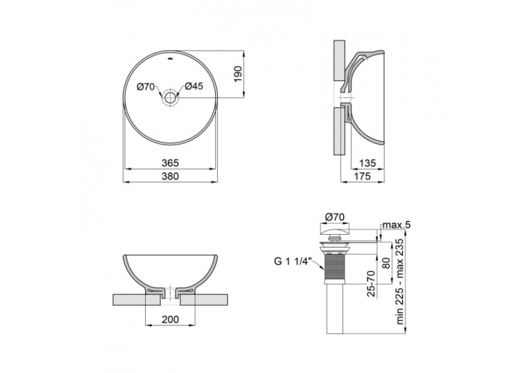  Раковина-чаша Qtap Robin 38,3x38,3x17,5 White з донним клапаном QT1311L408W