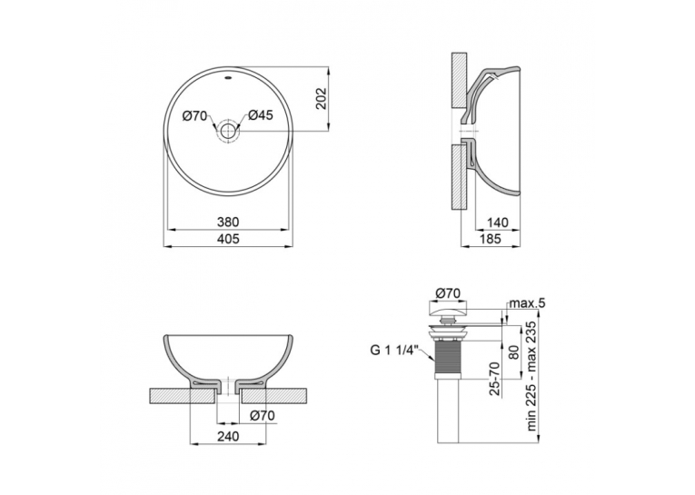 Раковина-чаша Qtap Robin 41x41x18 White с донным клапаном QT1311A004W