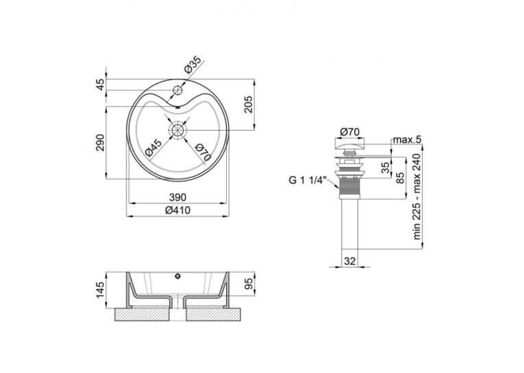  Раковина-чаша Qtap Scorpio 40x40x14 Matt black з донним клапаном QT14113018BMBMB