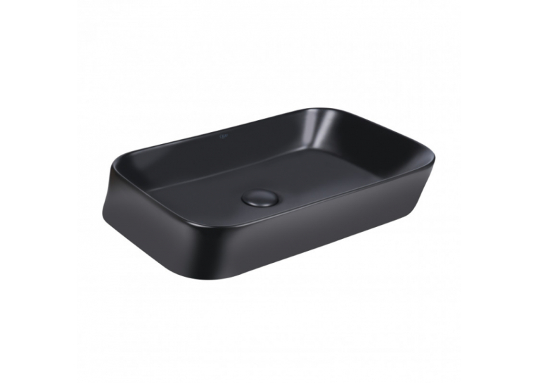  Раковина-чаша Qtap Scorpio 55x39x12 Matt black з донним клапаном QT14112243MB
