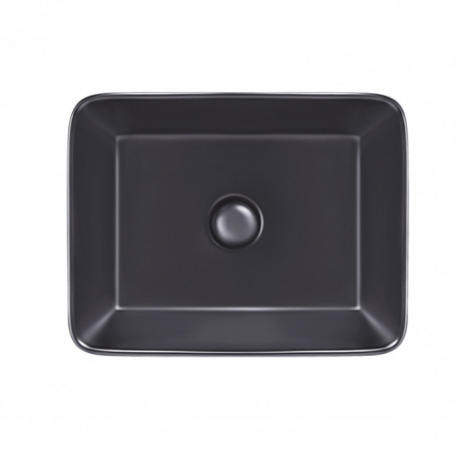 Раковина-чаша Qtap Tern 47,5x37x14 Matt black с донным клапаном QT172074MBMB