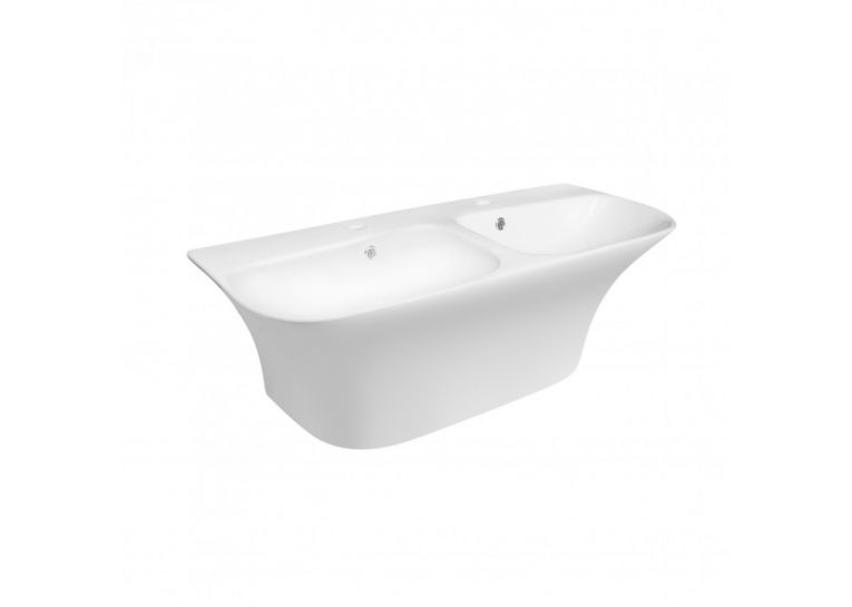  Раковина підвісна моноблок подвійна Qtap Virgo 100x41x36 White з донним клапаном QT1811G760W
