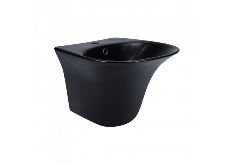  Раковина підвісна моноблок Qtap Virgo 55x43x40 Matt black з донним клапаном QT1811037GMB