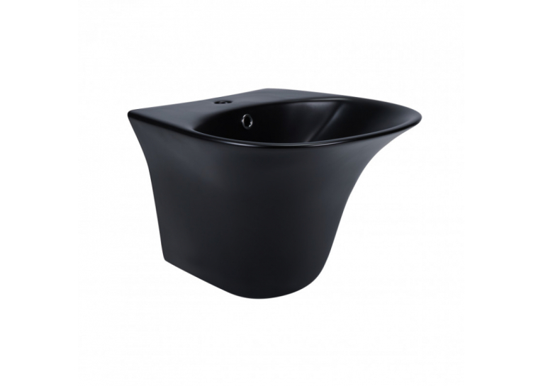  Раковина підвісна моноблок Qtap Virgo 55x43x40 Matt black з донним клапаном QT1811037GMB