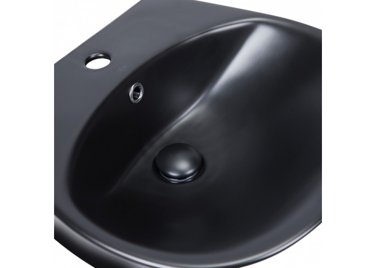  Раковина підвісна моноблок Qtap Virgo 55x43x40 Matt black з донним клапаном QT1811037GMB