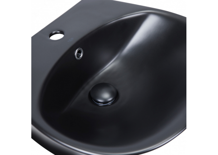  Раковина підвісна моноблок Qtap Virgo 55x43x40 Matt black з донним клапаном QT1811037GMB