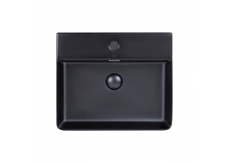  Раковина Qtap Nando LT 50x42x12 Matt black з донним клапаном QT12112173SMBMB