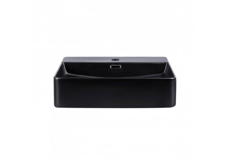 Раковина Qtap Nando LT 50x42x12 Matt black з донним клапаном QT12112173SMBMB