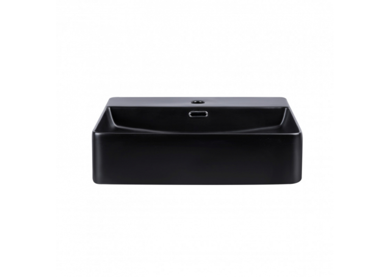  Раковина Qtap Nando LT 50x42x12 Matt black з донним клапаном QT12112173SMBMB