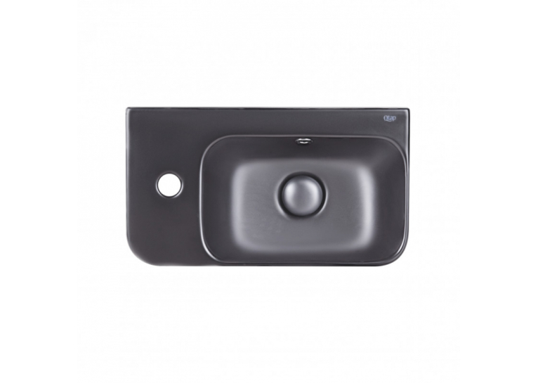 Раковина Qtap Tern 45x26x15,5 Matt black с донным клапаном QT17115117LMB
