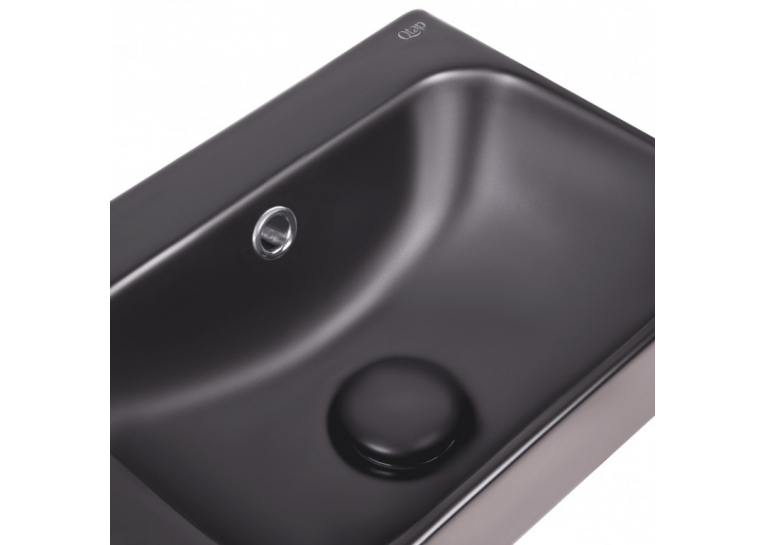  Раковина Qtap Tern 45x26x15,5 Matt black з донним клапаном QT17115117LMB