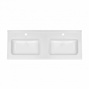 Раковина двойная Qtap Albatross 121x46,7x19,5 White с донным клапаном QT0111FL8167GW