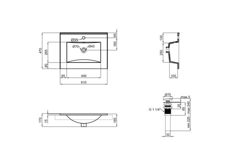  Раковина Qtap Albatross New 60x47x18 White з донним клапаном QT0111750660W