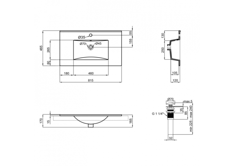  Раковина Qtap Albatross New 81x47x18 White з донним клапаном QT0111750680W