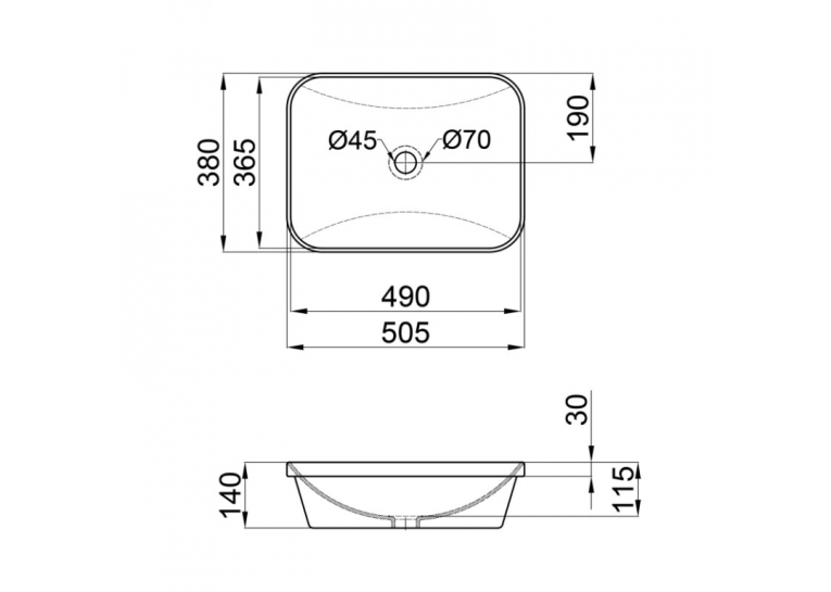 Раковина Qtap Scorpio 50x38x14,5 White с донным клапаном QT1411K490W