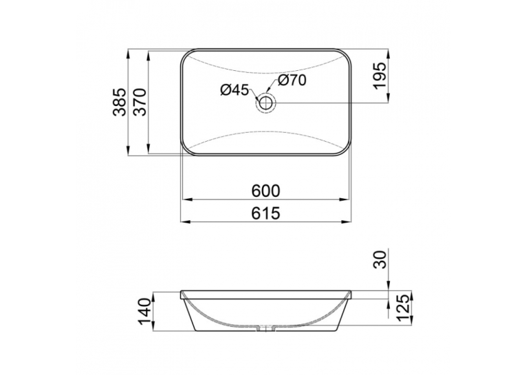 Раковина Qtap Scorpio 61x38x15 White с донным клапаном QT1411K491W