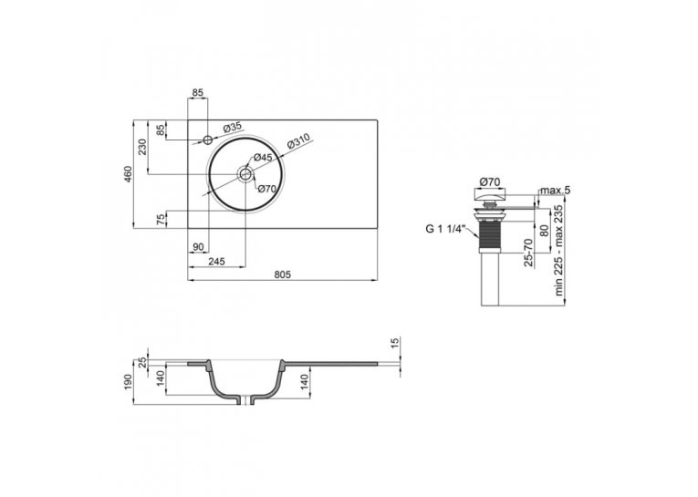  Раковина Qtap Virgo 80x46x30 White з донним клапаном QT1811FL8130ALLW