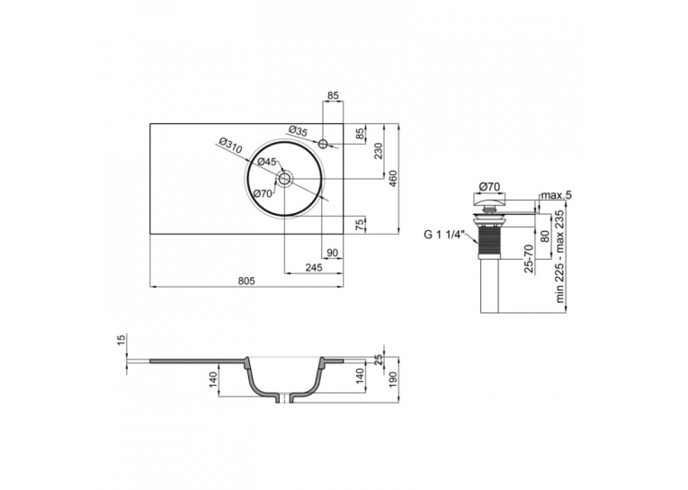  Раковина Qtap Virgo 80x46x30 White з донним клапаном QT1811FL8130ARRW