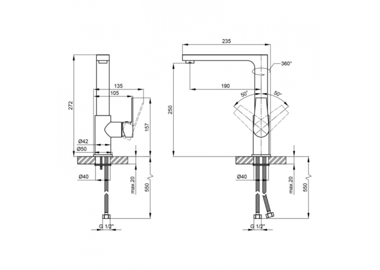 Змішувач для кухні Qtap Stenava 10M45102C
