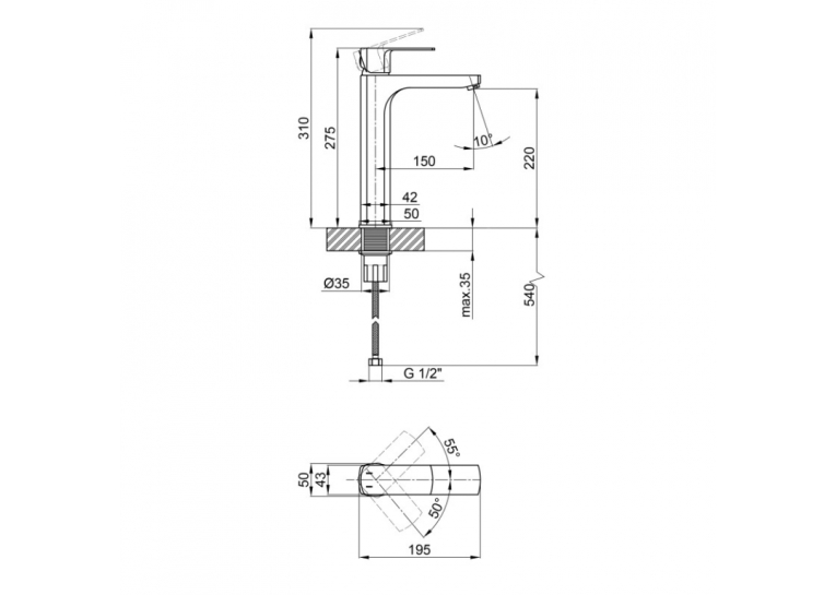  Змішувач для раковини Qtap Lipno 1023H101C