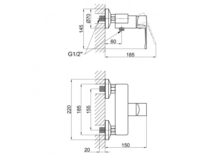  Змішувач для душу Qtap Vitkov 4019104C