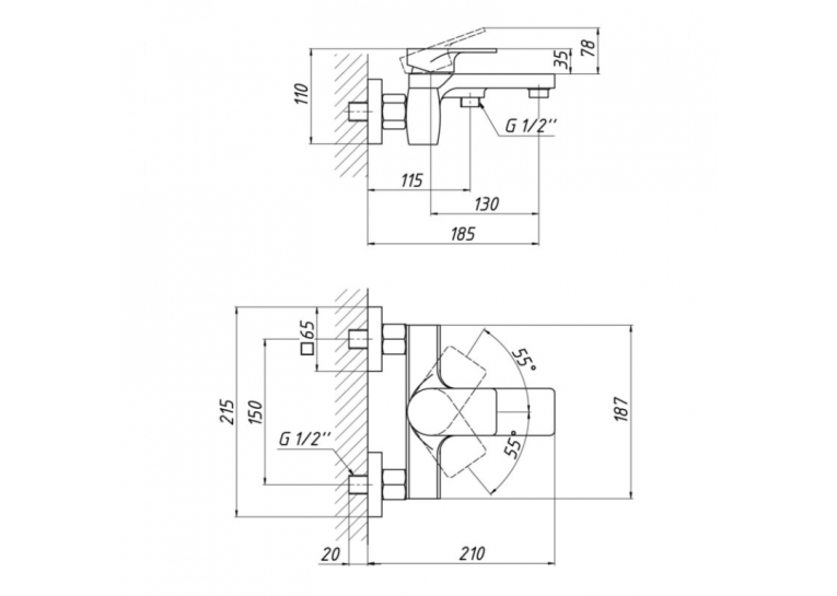  Змішувач для ванни Qtap Vlasta 3028102GC