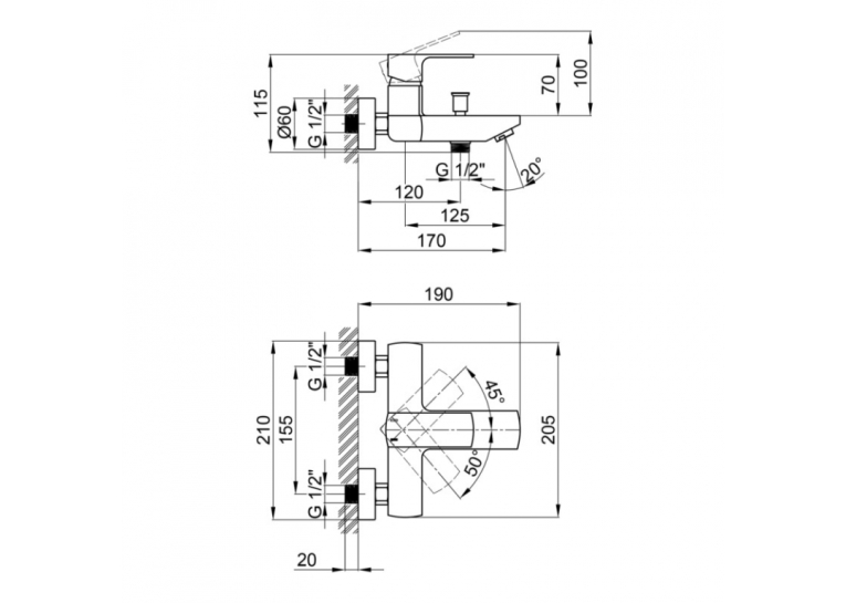 Смеситель для ванны Qtap Lipno 3023101DC