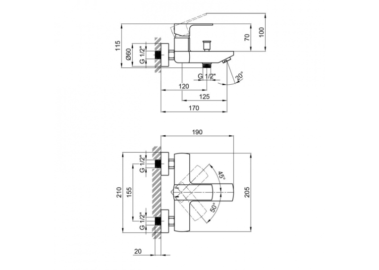 Смеситель для ванны Qtap Lipno 3023101DG