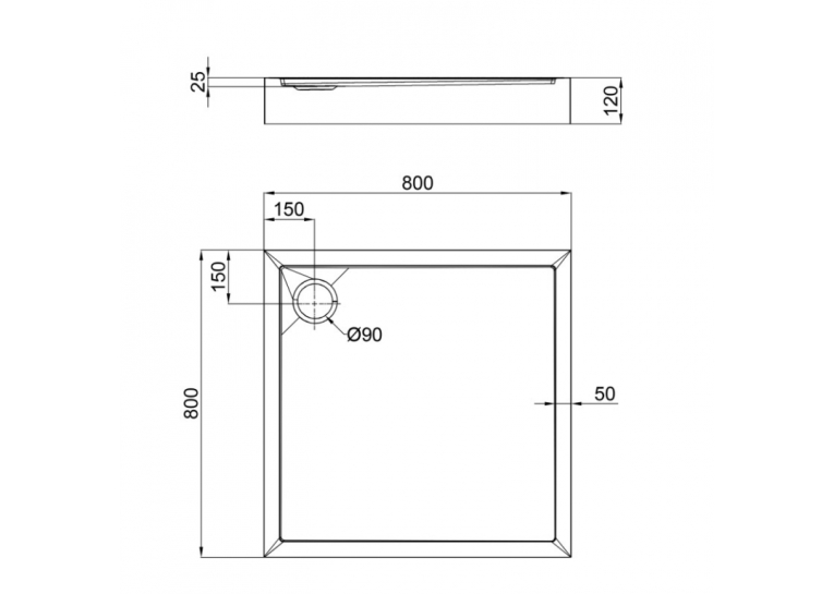  Душовий піддон Qtap Tern 309912C 80x80x12 см + сифон
