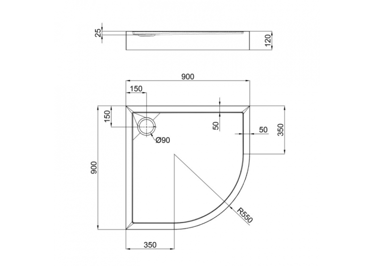Душевой поддон Qtap Robin 309912C 90x90x12 см + сифон ROBIN309912C