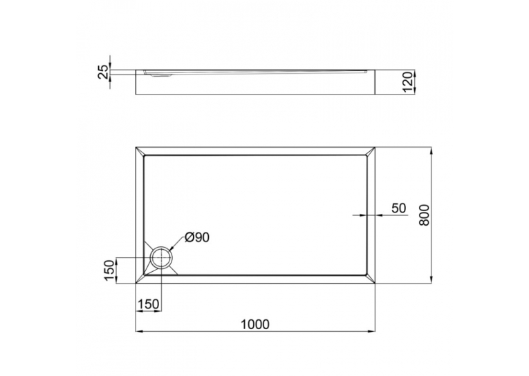  Душовий піддон Qtap Tern 301812C 100x80x12 см + сифон TERN301812C