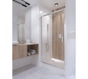 Душевая дверь в нишу Qtap Taurus CRM201-11.C6 97-108x185 см, стекло Clear 6 мм, покрытие CalcLess TAUCRM20111C6