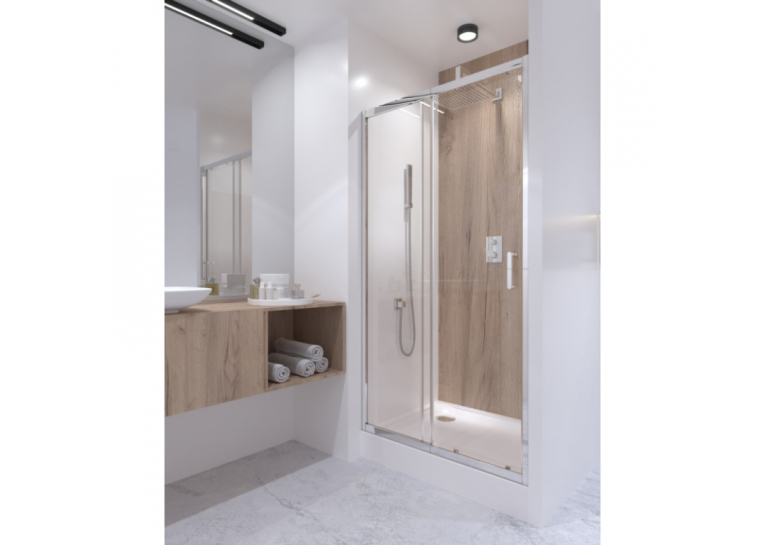 Душевая дверь в нишу Qtap Taurus CRM201-11.C6 97-108x185 см, стекло Clear 6 мм, покрытие CalcLess TAUCRM20111C6