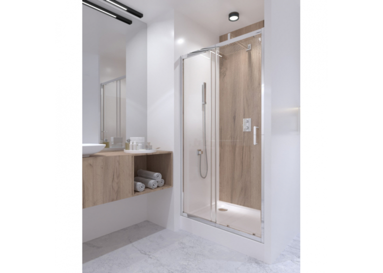Душевая дверь в нишу Qtap Taurus CRM201-11.C6 97-108x185 см, стекло Clear 6 мм, покрытие CalcLess TAUCRM20111C6