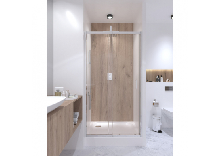 Душевая дверь в нишу Qtap Taurus CRM201-11.C6 97-108x185 см, стекло Clear 6 мм, покрытие CalcLess TAUCRM20111C6