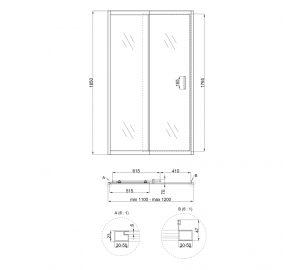Душові двері в нішу Qtap Taurus CRM2011-12.C6 110-120x185 см, скло Clear 6 мм, покриття CalcLess TAUCRM201112C6