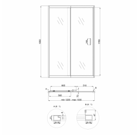 Душевая дверь в нишу Qtap Taurus CRM2012-13.C6 120-130x185 см, стекло Clear 6 мм, покрытие CalcLess TAUCRM201213C6