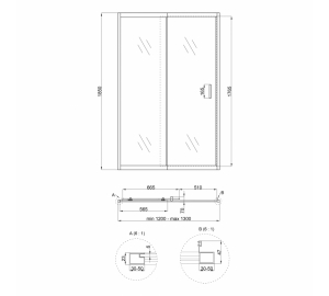 Душевая дверь в нишу Qtap Taurus CRM2012-13.C6 120-130x185 см, стекло Clear 6 мм, покрытие CalcLess TAUCRM201213C6