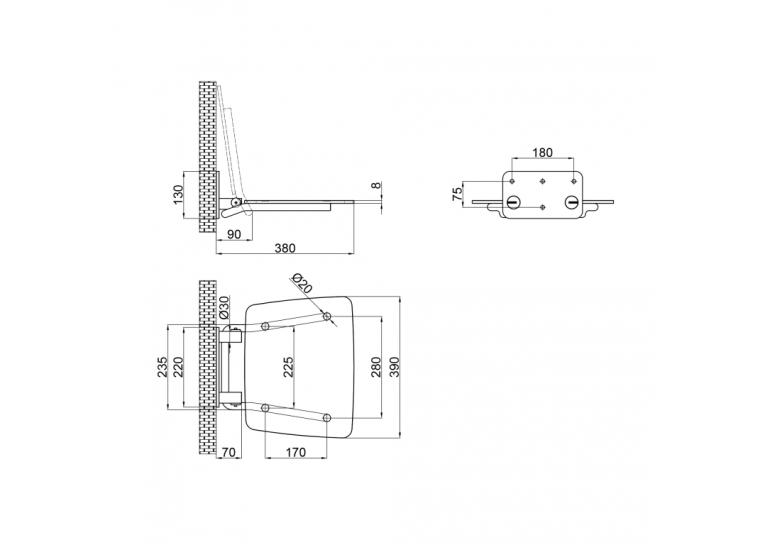  Сидіння для душу Qtap Comfort BLA5035 COMFBLA5034