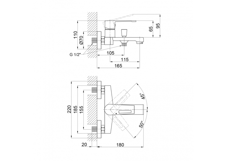 Смеситель для ванны Qtap Tern 3061102C (QTTER3061102C)