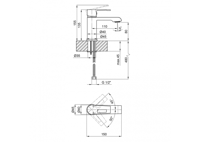 Смеситель для раковины Qtap Tern 1061102C (QTTER1061102C)