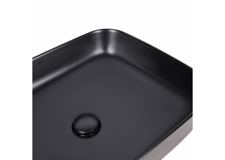 Раковина-чаша Qtap Tern 500x390x140 Matt black с донным клапаном (QT172195MBMB)
