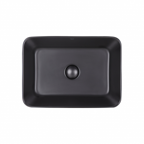 Раковина-чаша Qtap Virgo 490х350х110 Matt black с донным клапаном (QT18112261MBMB)