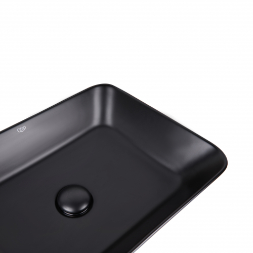 Раковина-чаша Qtap Virgo 490х350х110 Matt black с донным клапаном (QT18112261MBMB)